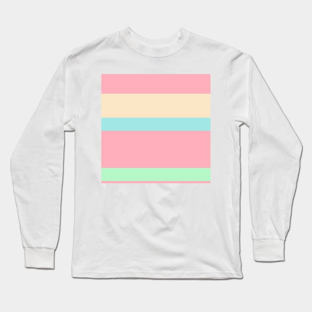 A world-class jam of Light Pink, Robin'S Egg Blue, Light Mint and Bisque stripes. Long Sleeve T-Shirt by Sociable Stripes